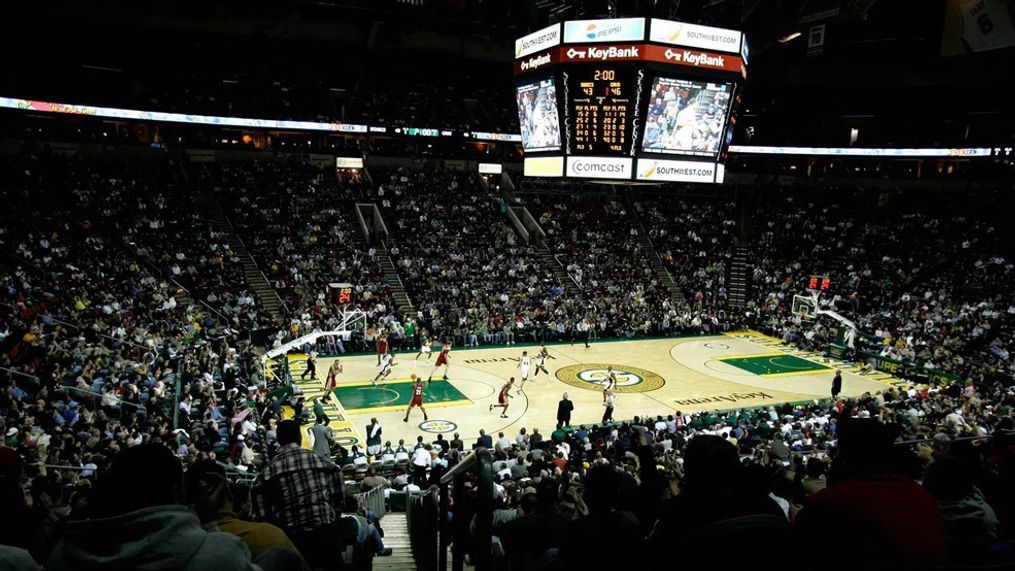 The Seattle Sonics face the Cleveland Cavaliers in what was formerly Key Arena, now Climate Pledge Arena. The Emerald City will host an NBA preseason game in October 2023. (KOMO News file photo)
