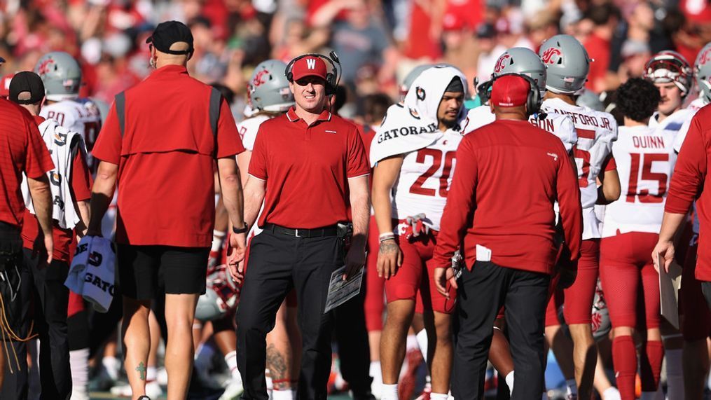 Acting head coach Jake Dickert of the Washington State Cougars looks on during the second half of the college football game at Sun Devil Stadium on October 30, 2021 in Tempe, Arizona. (Photo by Christian Petersen/Getty Images)